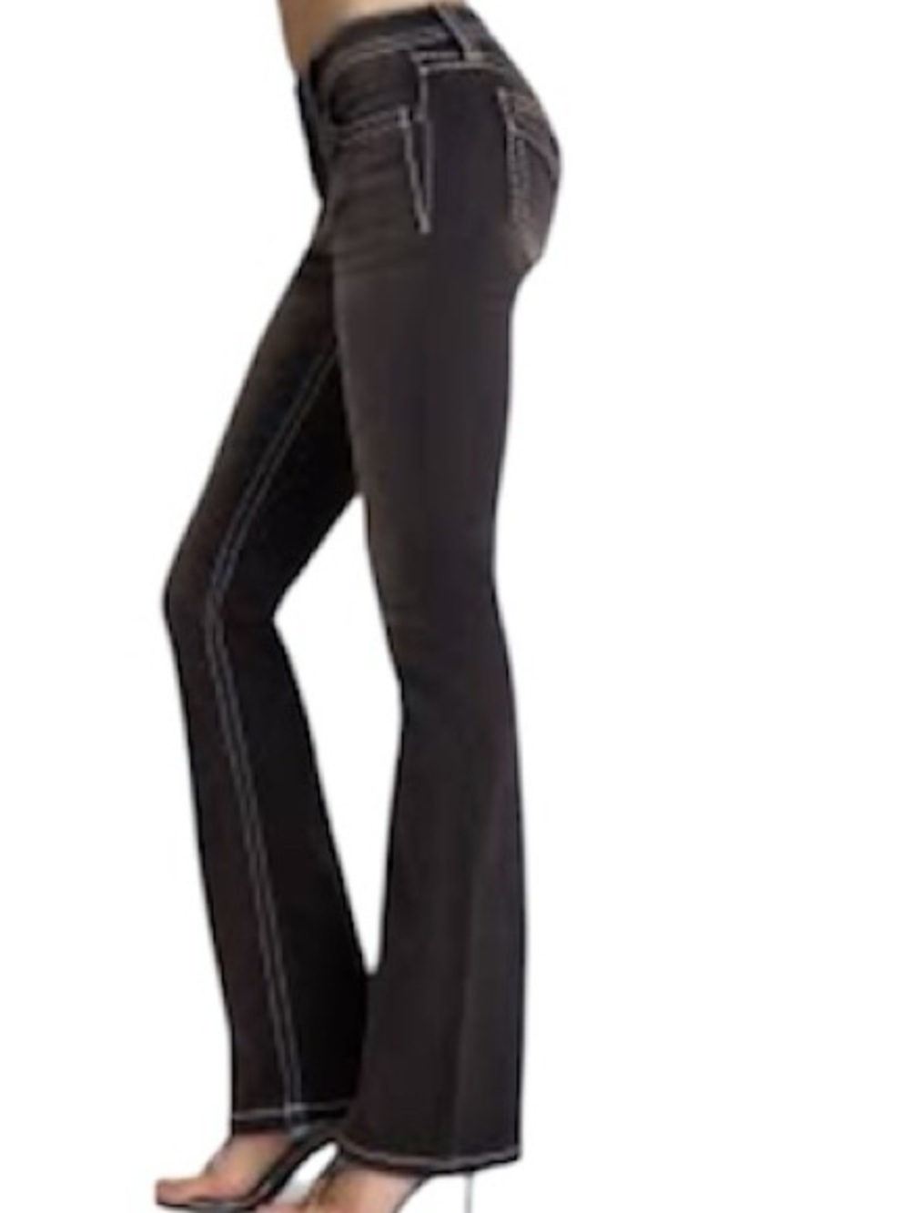 Seven7 Women’s Dark Brown Jeans - Flared pre loved distressed bottoms